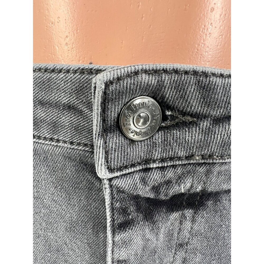 NWOT Free People Gray Embroidered High-Rise Straight Leg Girlfriend Jeans | Boho - Picture 4 of 15